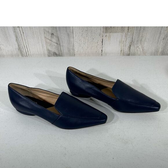 Franco Sarto Womens Balica Loafers Slip Ons Size 7.5 Navy Blue Leather - Picture 1 of 10